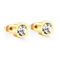 Stainless Steel Stud Øreringe, forgyldt, mode smykker & for kvinde & med rhinestone, flere farver til valg, 8mm, Solgt af par