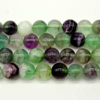 Fluorit Beads, Farverige Fluorite, Runde, poleret, du kan DIY & forskellig størrelse for valg, flerfarvede, Solgt af Strand