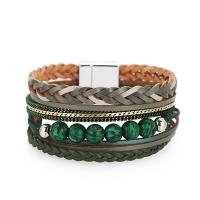 PU leder koord armbanden, Zinc Alloy, met PU, mode sieraden & multilayer, meer kleuren voor de keuze, nikkel, lood en cadmium vrij, 6cm, Verkocht door Strand