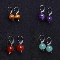 Gemstone Earrings, cobre, with Pedra natural, banhado, joias de moda & para mulher, Mais cores pare escolha, vendido por par