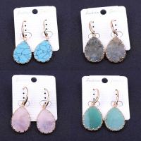 Natural Gemstone Earrings Brass with Natural Stone plated fashion jewelry & for woman Sold By Pair