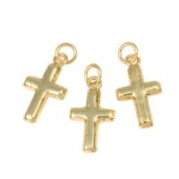 Kubik Zirkonium mikro bana Mässing hängande, Cross, plated, nickel, bly och kadmium gratis, 18x12x2mm, Hål:Ca 3mm, Ca 30PC/Bag, Säljs av Bag