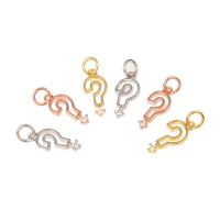 Befestigter Zirkonia Messing Anhänger, plattiert, Micro pave Zirkonia, keine, frei von Nickel, Blei & Kadmium, 10x5x1mm, Bohrung:ca. 3mm, ca. 30PCs/Tasche, verkauft von Tasche