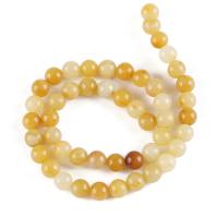 Natural Jade Beads Jade Yellow Round polished DIY yellow Sold By Strand