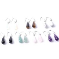 Natural Gemstone Earrings Brass with Natural Stone plated fashion jewelry & for woman Sold By Pair