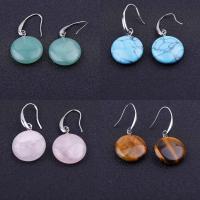 Gemstone Earrings, cobre, with Pedra natural, banhado, joias de moda & para mulher, Mais cores pare escolha, vendido por par