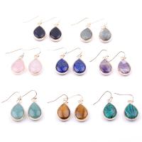 Natural Gemstone Earrings Brass with Natural Stone plated fashion jewelry & for woman Sold By Pair