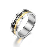 Bague en acier inoxydable, Placage, avec chiffre romain & unisexe & normes différentes pour le choix, 8mm, Taille:6-11, Vendu par PC