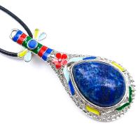 Natural Lapis Lazuli Pendants with Zinc Alloy DIY & enamel multi-colored Sold By PC