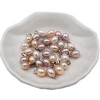 Freshwater Pearl Vedhæng, Ferskvandsperle, med Zinc Alloy, sølvfarvet forgyldt, du kan DIY, flere farver til valg, nikkel, bly & cadmium fri, 10x8mm, Solgt af PC