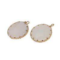 Muszla słodkowodna Wisiorek, ze Mosiądz, Koło, Platerowane w kolorze złota, 25x21x3mm, sprzedane przez PC