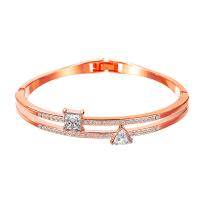 Zinc Alloy Bangle, forgyldt, mode smykker & med rhinestone, flere farver til valg, Solgt af PC