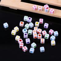 Number Acrylic Bead Square DIY & enamel Sold By Bag