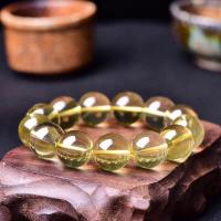 Quartz Bracelets Citrine Round fashion jewelry & Unisex yellow 19CM   16MM Sold By Strand