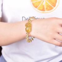 Bracelets quartz, perles de citrine, Rond, bijoux de mode & unisexe, Jaune, 19CM   10MM, Vendu par brin