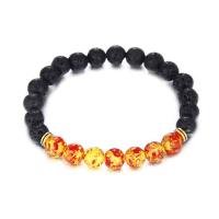 Gemstone Armbånd, Lava, med Resin & Zinc Alloy, forgyldt, mode smykker & Unisex, flere farver til valg, 180x8mm, Solgt af Strand