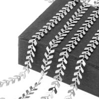 Rozsdamentes acélból készült ékszerek Chain, Stainless Steel, ezüst színű bevonattal, gépi polírozás, 7x6x1mm, Kb 50/Strand, Által értékesített Strand