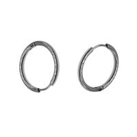 Mens Stainless Steel Hoop orecchino, acciaio inox, Ciambella, placcato color argento, lucidatura macchina, 20x20x2mm, Venduto da PC