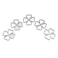 Rustfrit stål Connector, Stainless Steel, Four Leaf Clover, sølvfarvet forgyldt, 18x18x1mm, Solgt af PC