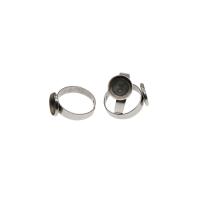 Stainless Steel Pad Ring Base, sølvfarvet forgyldt, 20x19x4mm, Solgt af PC