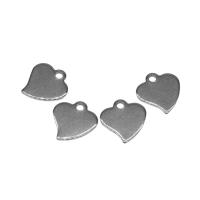 Rustfrit stål Heart Vedhæng, Stainless Steel, sølvfarvet forgyldt, 12x12x1mm, Solgt af PC