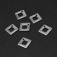 Edelstahl Schmuck Anhänger, Quadrat, silberfarben plattiert, 7x7x7mm, verkauft von PC