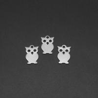 Roestvrij staal Animal Hangers, Uil, silver plated, 10x17x1mm, Ca 1000pC's/Bag, Verkocht door Bag