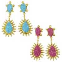 Boucle d'oreille strass, Clay Pave, avec alliage de zinc, Placage de couleur d'or, pour femme & avec strass, plus de couleurs à choisir, 75mm,30x43mm, Vendu par paire