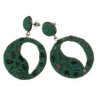 Pendientes de Diamantes de Imitación, Arcilla analiar de diamantes de imitación AB, con aleación de zinc, para mujer, verde, 56mm,37x41mm, Vendido por Par