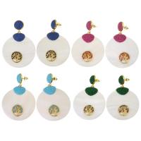 Shell Drop Earring, med rhinestone ler bane & Zinc Alloy, for kvinde, flere farver til valg, 67mm,45x52mm, Solgt af par