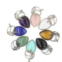 Gemstone Pendants Jewelry Zinc Alloy with Lapis Lazuli & turquoise & Tiger Eye & Green Aventurine & Black Agate & Clear Quartz & Rose Quartz DIY Sold By PC