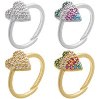 Cubic Zircon Messing fingerring, forgyldt, Micro Pave cubic zirconia & for kvinde, flere farver til valg, nikkel, bly & cadmium fri, 17x12x10.50mm, Solgt af PC