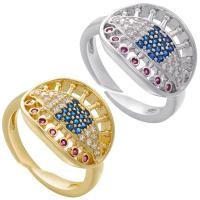 Cubic Zircon Brass δάχτυλο του δακτυλίου, Ορείχαλκος, επιχρυσωμένο, μικρο ανοίξει κυβικά ζιρκονία & για τη γυναίκα, περισσότερα χρώματα για την επιλογή, νικέλιο, μόλυβδο και κάδμιο ελεύθεροι, 17x14mm, Sold Με PC