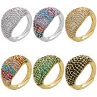 Cubic Zircon Messing fingerring, forgyldt, Micro Pave cubic zirconia & for kvinde, flere farver til valg, nikkel, bly & cadmium fri, 17x12.50mm, Solgt af PC