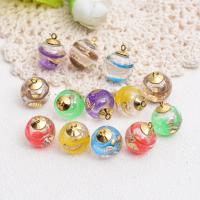 Shell Pendants Glass with Rhinestone & Zinc Alloy Round epoxy gel DIY Sold By PC