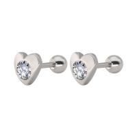 Titanium Stål Stud Earring, med Cubic Zirconia, forgyldt, mode smykker & Unisex, flere farver til valg, 1.20x6x7mm, Solgt af PC