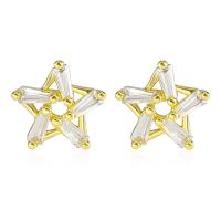 Cubic Zirconia Micro Pave Brass Earring with Cubic Zirconia plated fashion jewelry & for woman Sold By Pair