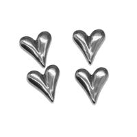 Roestvrij staal cabochons, Hart, silver plated, 13x12x4mm, Verkocht door PC