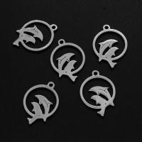 Roestvrij staal Animal Hangers, Dolfijn, silver plated, 20x14x1mm, Verkocht door PC