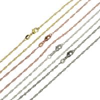 Collana catena in ottone, Alta qualità placcata e mai sbiadita & unisex & Catena di Singapore, nessuno, assenza di nichel,piombo&cadmio, 2mm, Lunghezza Appross. 18 pollice, 10Strandstrefolo/lotto, Venduto da lotto