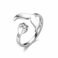 acier inoxydable Cuff Bague, Griffe, Plaqué de platine, unisexe & réglable, Taille:6-13, Vendu par PC