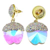 Rhinestone Earring Rhinestone Clay Pave with Crystal & Zinc Alloy for woman 42mm Sold By Pair