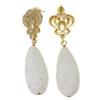 Rhinestone Earring Rhinestone Clay Pave with Zinc Alloy for woman & with rhinestone white 62mm Sold By Pair