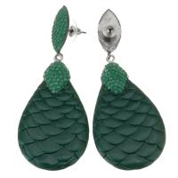 Pendientes de Diamantes de Imitación, resina, con Arcilla analiar de diamantes de imitación AB & aleación de zinc, para mujer, verde, 71mm,30x50mm, Vendido por Par