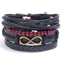 PU cavo bracciali, Bracciale, with lega in zinco, placcato, 4 pezzi & gioielli di moda & unisex, 6CM,17-18CM,8-9CM,7.9CM,9.7CM, Venduto da set