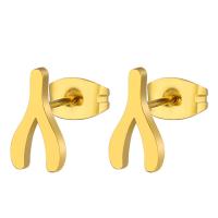 Titanium Stål Stud Earring, forgyldt, for kvinde, flere farver til valg, 0.80x11mm, Solgt af PC