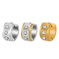 Huggie Orecchino ad anello, acciaio inox, with cubico zircone, placcato, gioielli di moda & unisex, nessuno, 7x8mm, Venduto da coppia