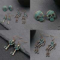 aleación de zinc Aretes, pendiente, chapado, Joyería, verde, 3parespareja/Set, Vendido por Set