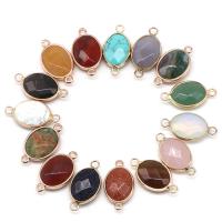 Gemstone stik, Natursten, med Zinc Alloy, Oval, guldfarve belagt, du kan DIY, flere farver til valg, 12x16mm, Solgt af PC