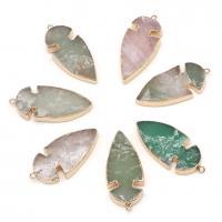 Gemstone Pendants Jewelry Natural Stone with Zinc Alloy gold color plated DIY Sold By PC